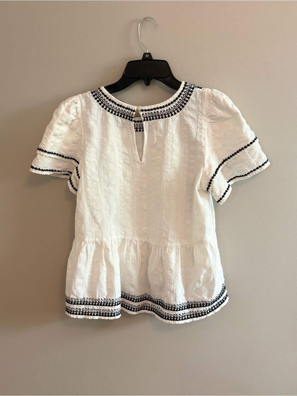 LOFT White Peplum Blouse with Black Trim - Picture 4 of 5